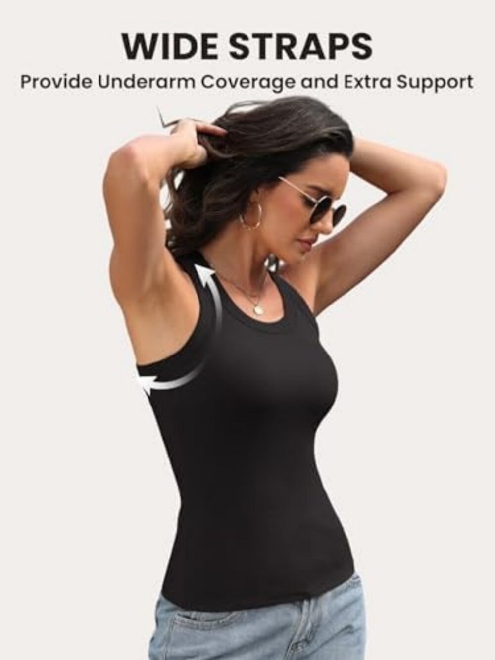 3 Pack Women's Ribbed Racerback Tank Tops with Built-In Bra - Comfortable - Picture 6 of 6